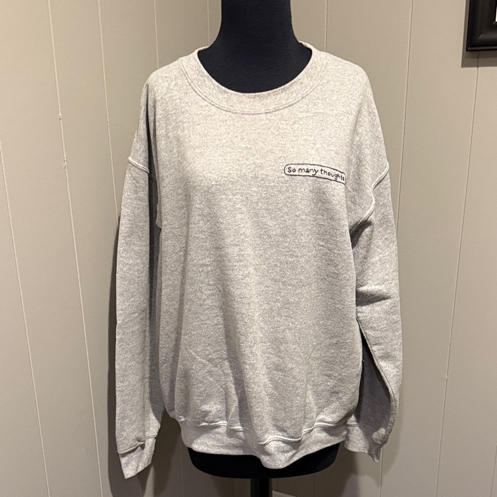 B22 Read Receipts Light Gray Women's Sweatshirt Hand Embroidered Loungewear